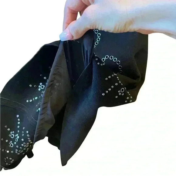 Free People Wynonna Studded Suede Embellished Black Mini Dress Leather S - Picture 8 of 13